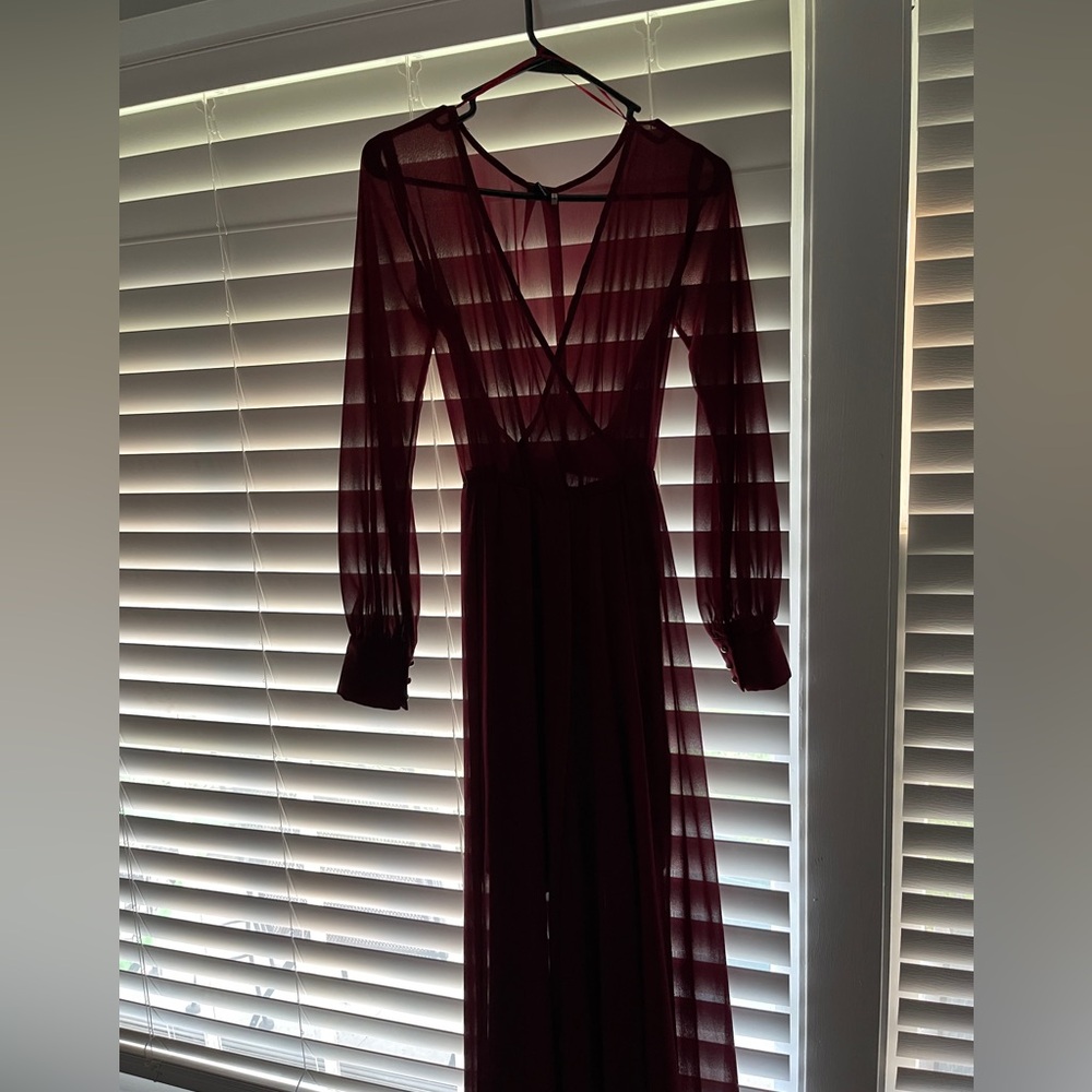 Windsor Burgundy Maxi Dress with Waist Tie